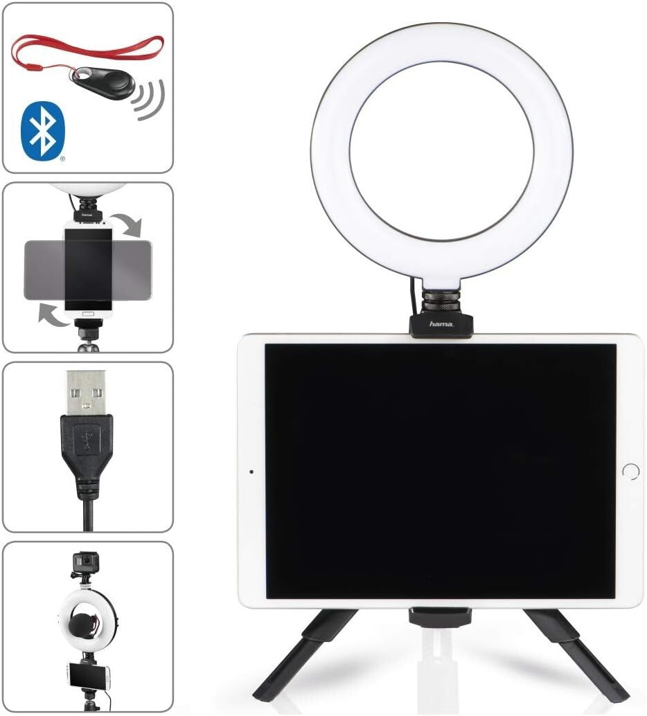 Hama LED Ringlicht Ringleuchte Work Area 67 Stativ Handy-Halterung Smartphone