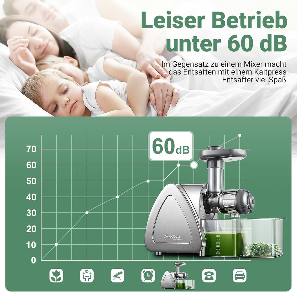 Aobosi Slow Juicer Entsafter 150w  Saftpresse leiser Motor hohe Saftausbeute